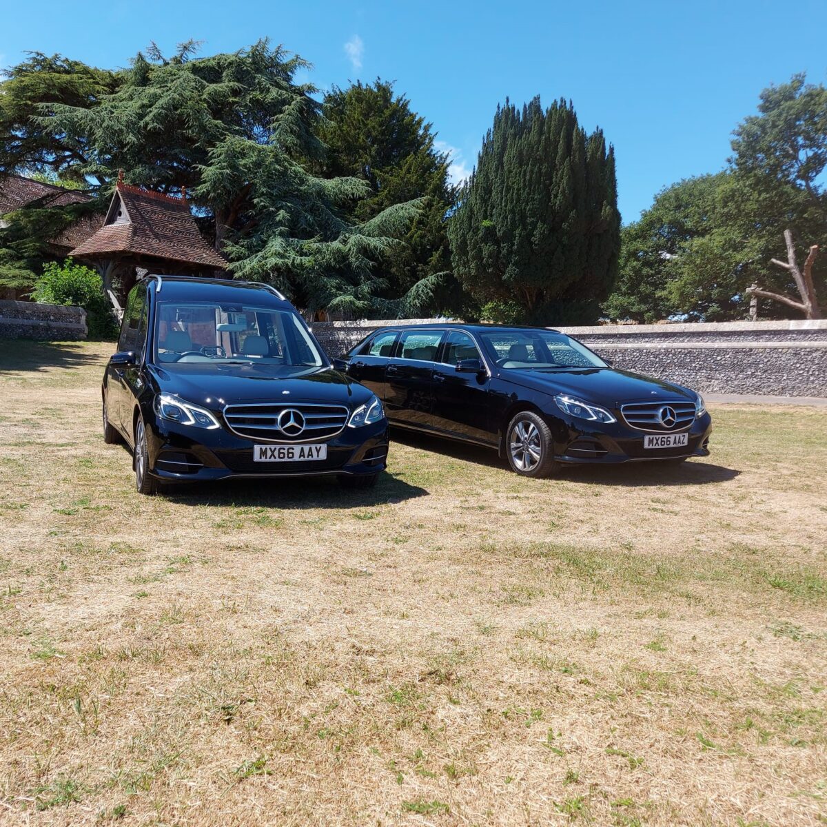 Mercedes Benz black funeral hearse & limo